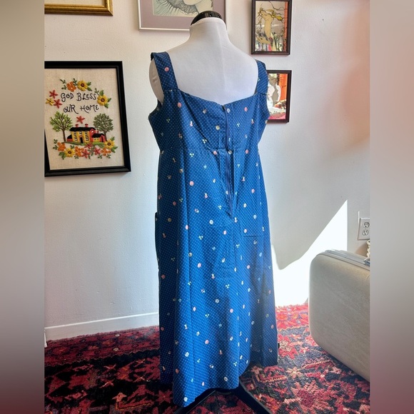 Vintage 1970s Leisure Lady Prairie Cotton Apron Mushroom Dress, Cottagecore - Picture 6 of 7